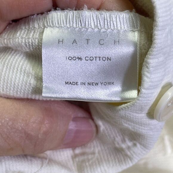 Hatch Cream The Art Maternity 100% Cotton Textured Long Sleeve Jumpsuit Size 0 - Picture 8 of 12